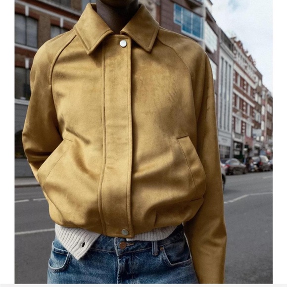 Zara Jackets & Blazers - Zara Gold Bomber Jacket for Women